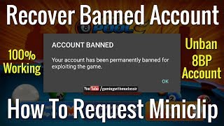 How to Unban 8 Ball Pool Account | Recover Banned Account | How To Send Request to Miniclip