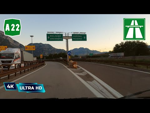 A22 Driving in ITALY | From Trento To Bolzano | Brenner Highway  4k 60fps