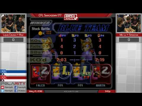CFL Smackdown 177 Melee - Crunch + Ridz vs MrLz + Spenstar - Doubles Losers Semis