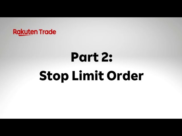 Stop Limit Order is NOW AVAILABLE!!