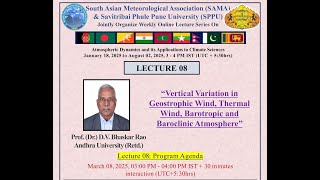 Lectures on Atmospheric Dynamics &amp; its Applications to Climate Sciences, L8, 08March2025,  SAMA-SPPU