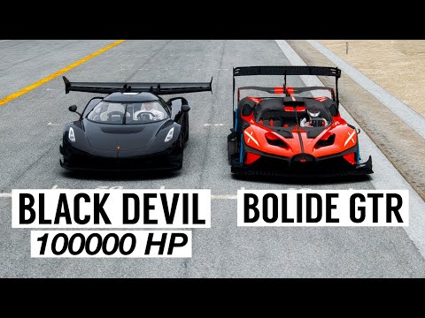 100000 HP Koenigsegg Jesko Black Devil vs Bugatti Bolide GTR at Special Stage Route X