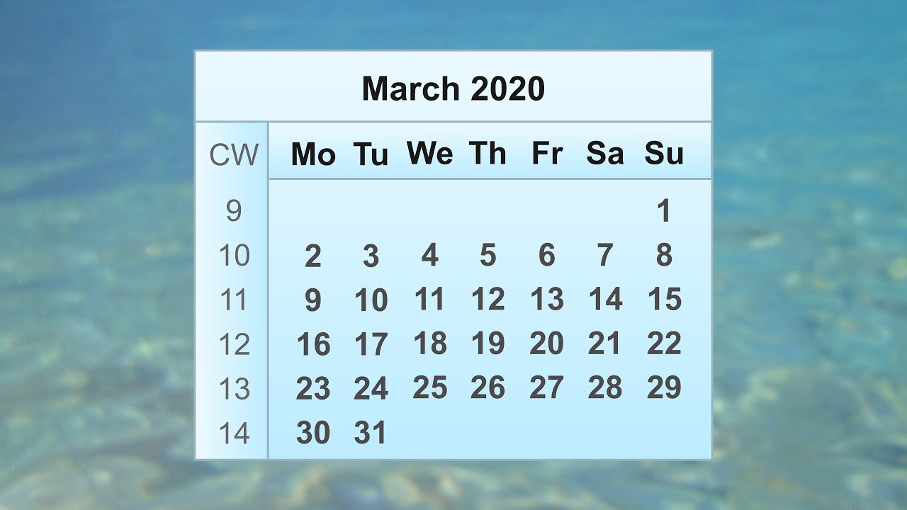 March 2020 Calendar