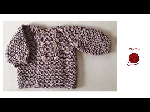 Babyjacke stricken mit doppelter Knopfleiste, Schritt für Schritt, andere Größen siehe Infobox