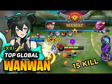 MANIAC! Wanwan Goldlane Gameplay [ Wanwan Best Build Top Global ] -XXI- - Mobile Legends