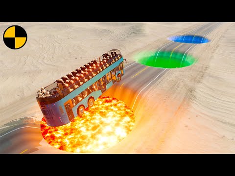Cars vs Lava, Acid and Water Pits 😱 BeamNG.Drive