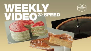#15 일주일 영상 3배속으로 몰아보기 (딸기 녹차 크레이프 케이크, 사과 케이크, 노오븐 생초콜릿 타르트) : 3x Speed Weekly Video | Cooking tree