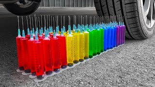 Download lagu Experiment Car vs Syringes, Toy, Play doh, Slime, balloons | Crushing Crunchy & Soft things with Car mp3