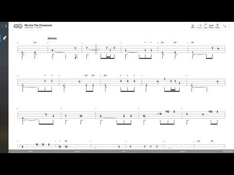 Queen - We Are The Champions (BASS TAB PLAY ALONG)