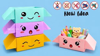 DIY Easy Origami Desk Organizer |No Glue, No Scissors |Cute Organizer |Paper Craft |School Project