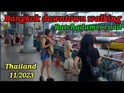 Experiência no centro de Bangkok | Caminhando pela estrada Ratchadamri | Tailândia 2023