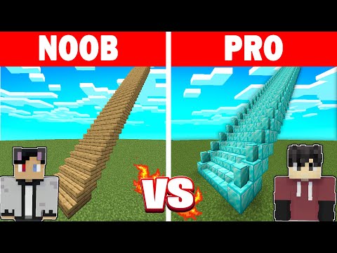 Minecraft NOOB vs PRO: LONGEST STAIRCASE BUILD CHALLENGE (tagalog)