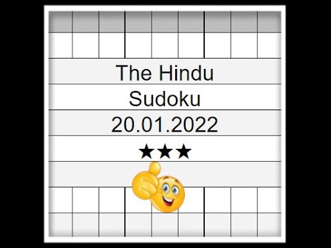 🔊How to Solve The Hindu Sudoku 3 Star | Step by Step Solution | 20.01.2022| Difficulty Level  ★★★