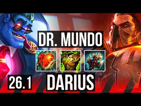 DR. MUNDO vs DARIUS (TOP) | Good KDA: 11/1/3, 7k gold comeback, 43K damage | KR Master | 26.1