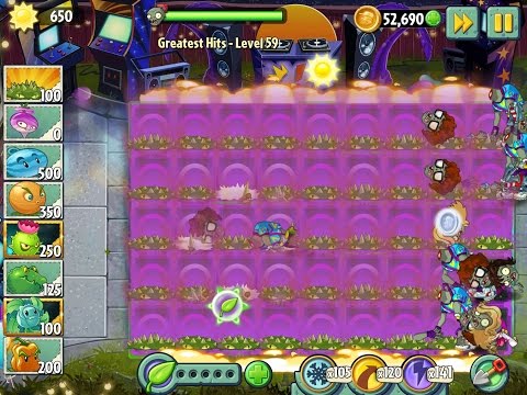 Plants vs Zombies 2 Greatest Hits Epic Hack - Level 59 -Let's Do the MoonWalk