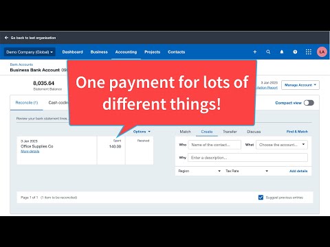 Allocate a payment to multiple account codes in Xero