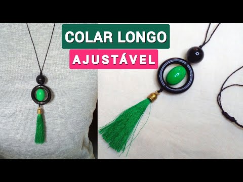 PASSO A PASSO COLAR LONGO COM FIO ENCERADO / Bijuterias como fazer - COLAR FÁCIL #bijuterias #biju