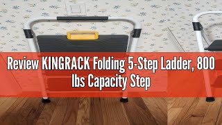 Review KINGRACK Folding 5-Step Ladder, 800 lbs Capacity Step Stool with Safety Lock, Tool Tray, Non-