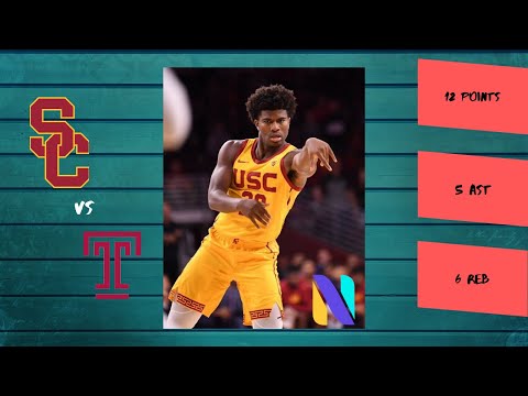 Ethan Anderson USC Trojans 12 PTS 5 AST 6 REBS vs Temple Owls | ELITE FRESHMAN PLAYMAKER