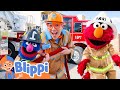 Blippi Elmo Grover Meet A Firefighter Blippi S Stories And Adventures For Kids Moonbug Kids