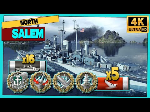 Cruiser Salem on map North, 296k damage - World of Warships