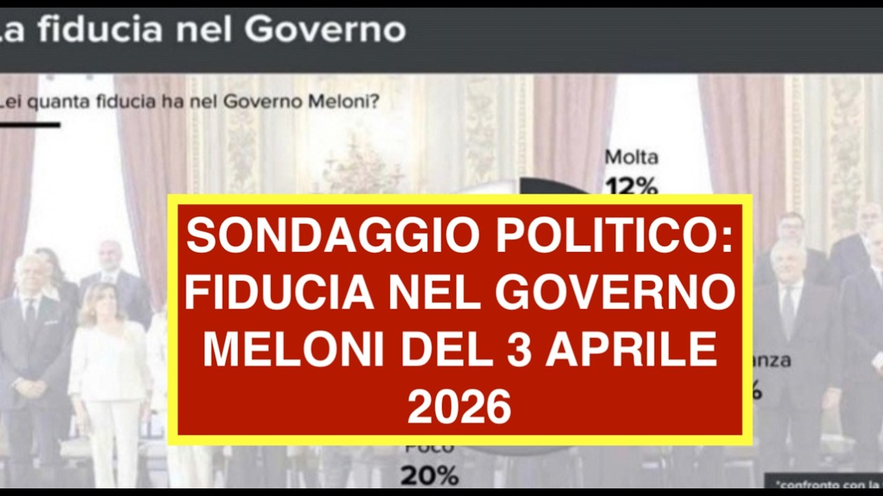 SONDAGGIO POLITICO: FIDUCIA NEL GOVERNO MELONI DEL 3 APRILE 2026
