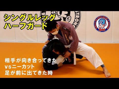 シングルレッグハーフガード　相手が向き合ってきた　vsニーカット　足が前にある時