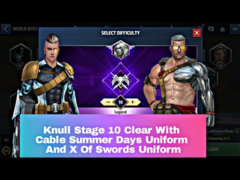 Knull Stage 10 Comparison With Cable Summer Days And X Of Swords Uniform - Marvel Future Fight