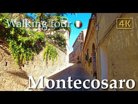 Montecosaro (Marche), Italy【Walking Tour】History in Subtitles - 4K