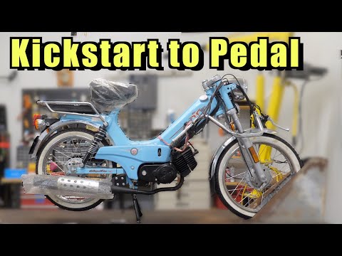 TOMOS moped conversion - Kickstart to pedal start (bonus clutch bell truing)