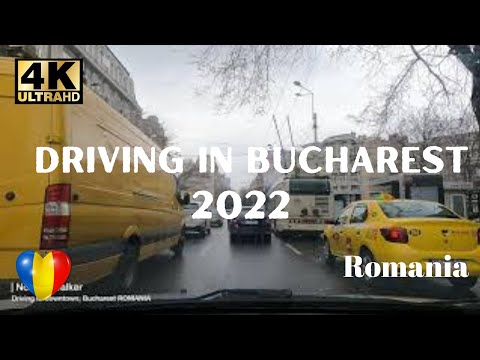 Driving to downtown in Bucharest, ROMANIA 2022 4k