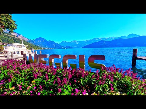 Lakeside Walk in Weggis, Switzerland 🇨🇭 | Quiet Village Streets & Lake Lucerne Views [4K]