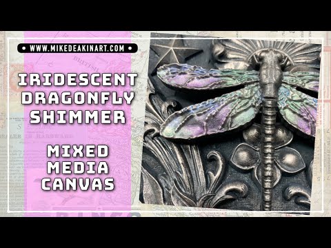 Iridescent Dragonfly Shimmer - Mixed Media Canvas