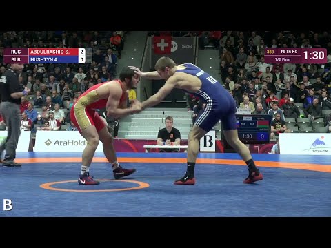 1/2 FS - 86 kg: A. SADULAEV (RUS) df. A. HUSHTYN (BLR) by TF, 10-0