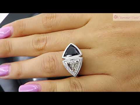 GIA 3 88CT ESTATE VINTAGE CROSSOVER DIAMOND ONYX ENGAGEMENT WEDDING RING PLAT