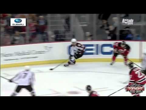 John Mitchell scores a goal against the New Jersey Devils