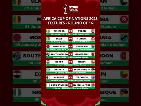 AFRICA CUP OF NATIONS 2025 FIXTURES ROUND OF 16 - AFCON 2025 MATCH SCHEDULE ROUND 16 #afcon2025