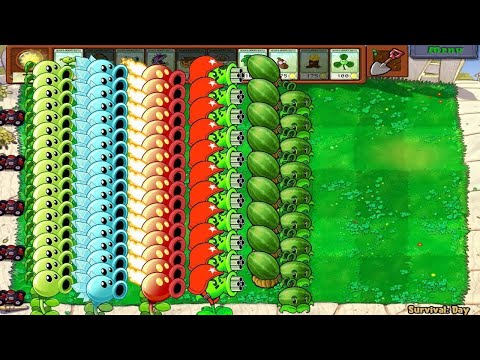 Plants vs Zombies . All Pea vs Team Melon vs Cattail vs 99 Zombies