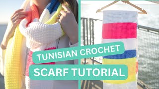 Tunisian Crochet Scarf Tutorial | How to crochet the Docksider Tunisian Crochet Scarf