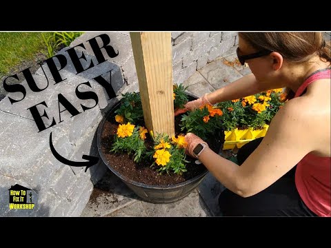 Make Beautiful Planter Barrel Posts for Your String Lights