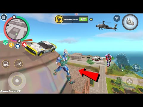 Rope Hero: Vice Town (Rope Hero Running on Air) Car Drive Stunt on Dome Tower - Android Gameplay HD