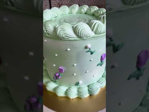 Light green n purple cake design ideas #cake #cakedecoration #cakedesign