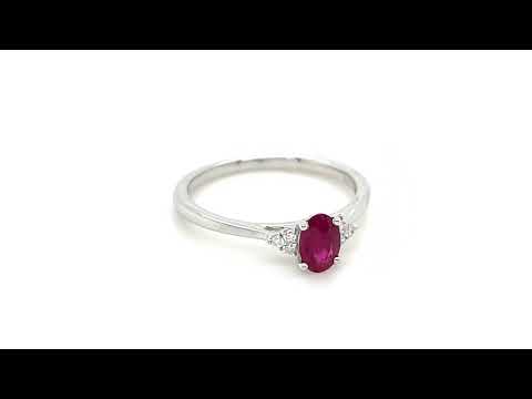 Ruby 0.50ct Diamond 0.04ct Cluster Ring 9k White Gold