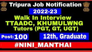 TTAADC Job Notification 2022 | PGT, UGT, GT Recruitment | 29th June to 2nd July 2022