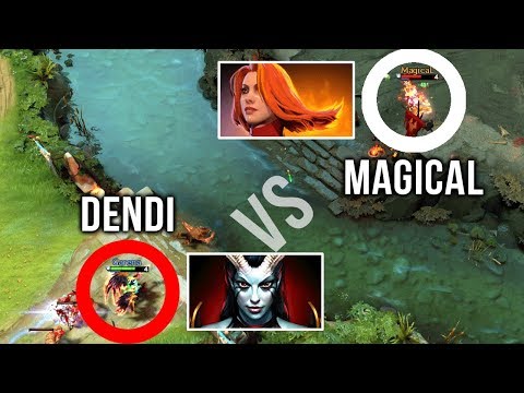 Dendi vs His Old Team Na'Vi - Magical & Chu - Queen of Pain vs Lina Mid Battle - Dota 2
