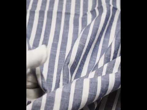 Stripe Blue White Pure Cotton 100 GSM Handwoven Fabric 291 — video