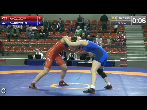 Semifinal FW - 63 kg: Adela HANZLICKOVA  (CZE) df. Elmira GAMBAROVA  (AZE) by FALL, 2-6