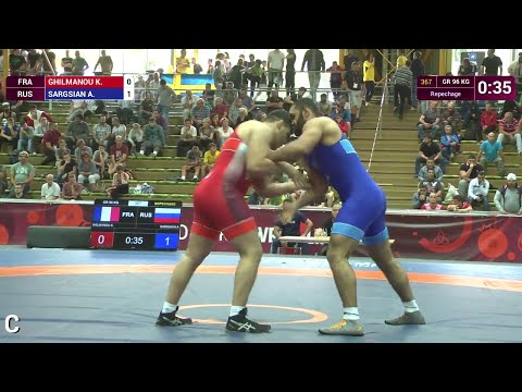 Repechage GR - 96 kg: A. SARGSIAN (RUS) df. K. GHILMANOU (FRA) by TF, 8-0