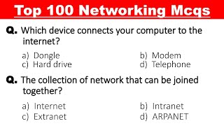 Top 100 Computer Networking Mcqs | Networking mcq questions and answers