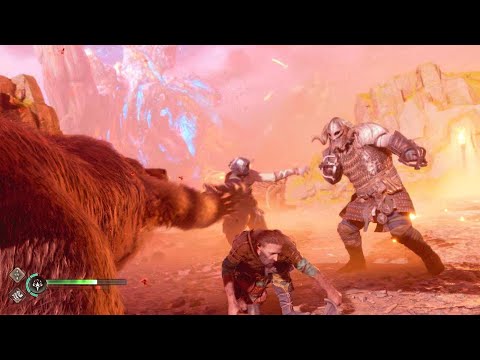 Atreus saves Sindri  as a bear God of War Ragnarök